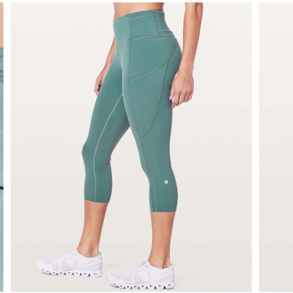 Lululemon Fast & Free Crop II *Nulux 19" Sea Steel Leggings Size 4 - Picture 5 of 6